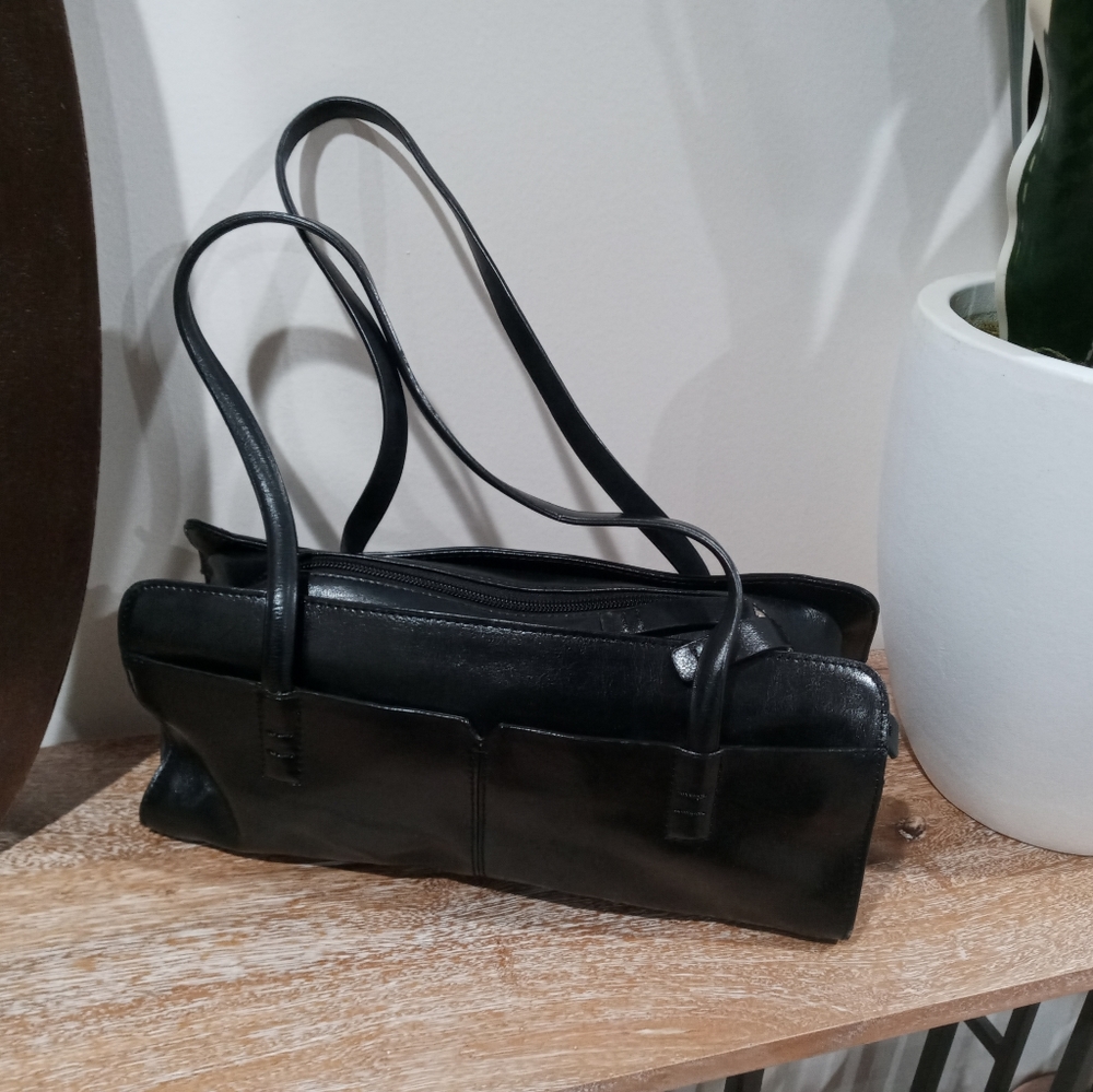 ALFANI ALL BLACK FANCIFUL GENUINE LEATHER BAG/PURSE 👛